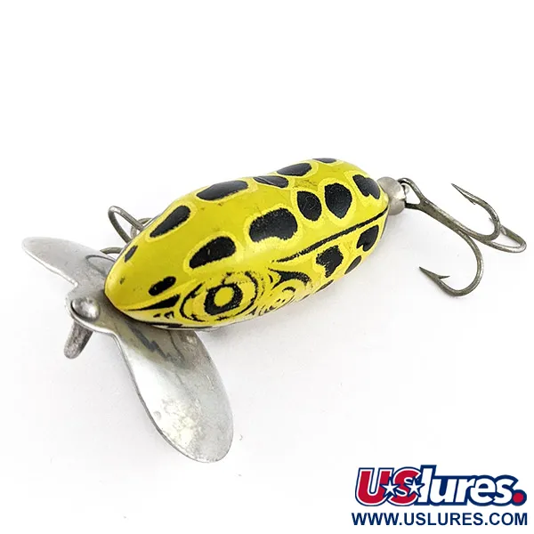 Vintage   Fred Arbogast Jitterbug yellow (greenish) leopard frog, 1/4oz yellow (greenish) leopard frog fishing lure #23339