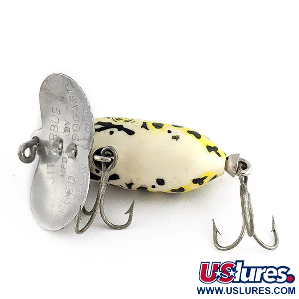 Vintage   Fred Arbogast Jitterbug yellow (greenish) leopard frog, 1/4oz yellow (greenish) leopard frog fishing lure #23339