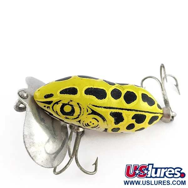 Vintage   Fred Arbogast Jitterbug yellow (greenish) leopard frog, 1/4oz yellow (greenish) leopard frog fishing lure #23339