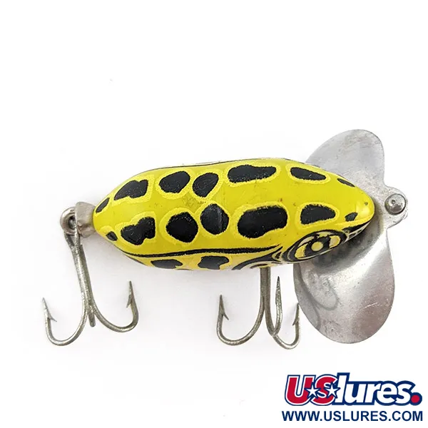 Vintage   Fred Arbogast Jitterbug yellow (greenish) leopard frog, 1/4oz yellow (greenish) leopard frog fishing lure #23339