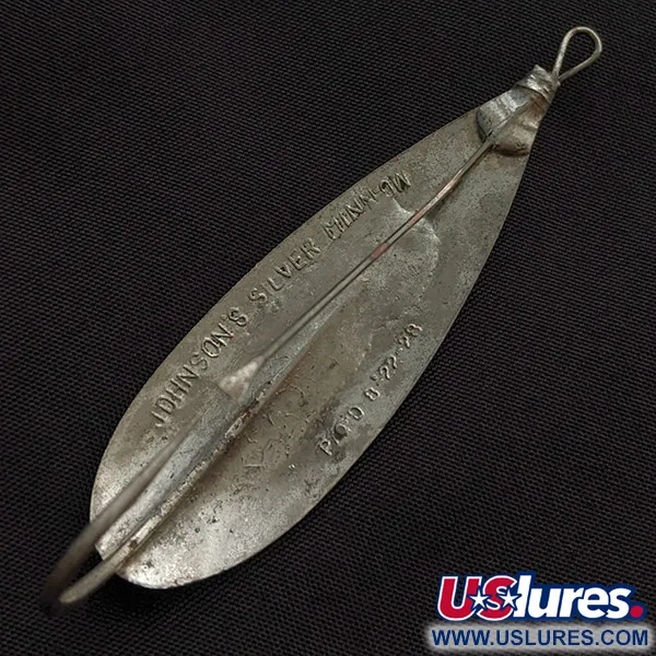Vintage   Johnson Silver Minnow Weedless, 1/2oz silver fishing spoon #23350
