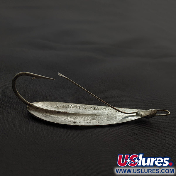 Vintage   Johnson Silver Minnow Weedless, 1/2oz silver fishing spoon #23350