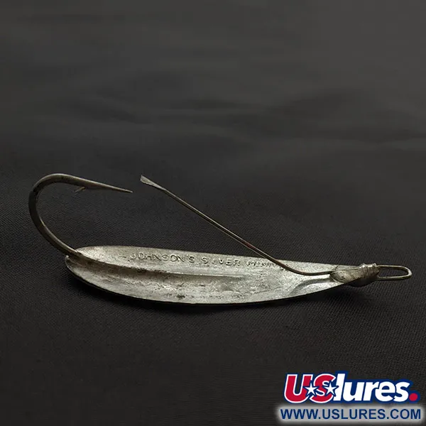 Vintage   Johnson Silver Minnow Weedless, 1/2oz silver fishing spoon #23350