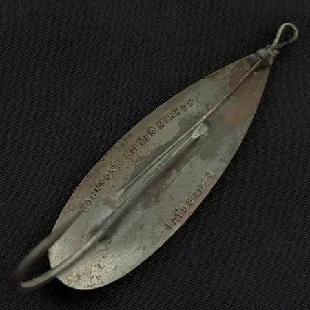 Vintage Johnson Silver Minnow Weedless, 1/3oz copper/silver fishing spoon #23351