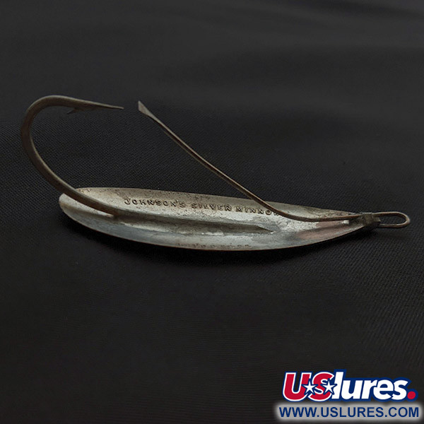 Vintage   Johnson Silver Minnow Weedless, 1/3oz copper/silver fishing spoon #23351
