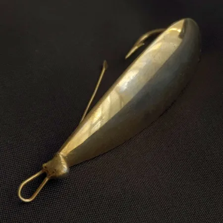 Vintage Johnson Silver Minnow Weedless, 1/2oz gold fishing spoon #23353