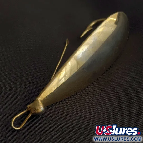 Vintage   Johnson Silver Minnow Weedless, 1/2oz gold fishing spoon #23353