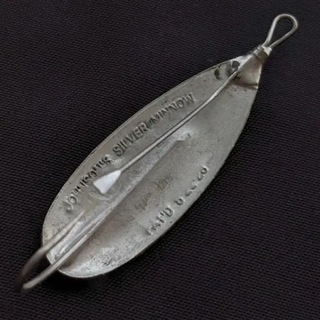 Vintage Johnson Silver Minnow Weedless, 1/4oz nickel fishing spoon #23356