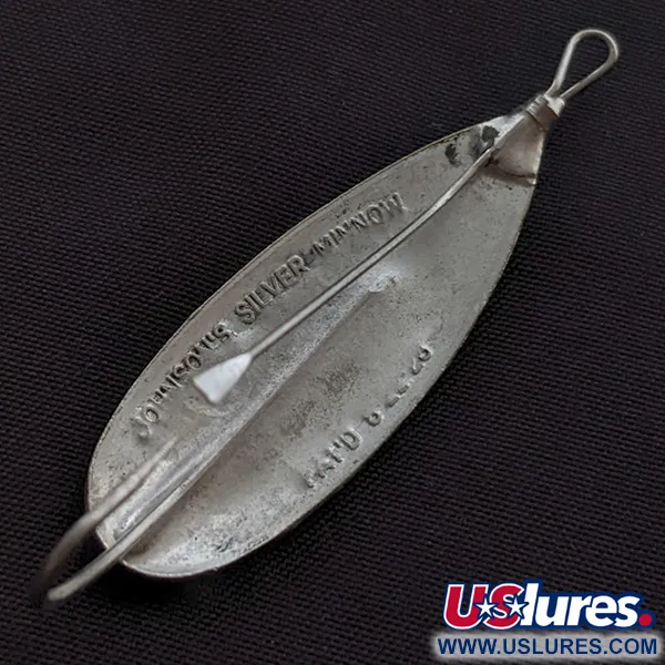Vintage   Johnson Silver Minnow Weedless, 1/4oz nickel fishing spoon #23356