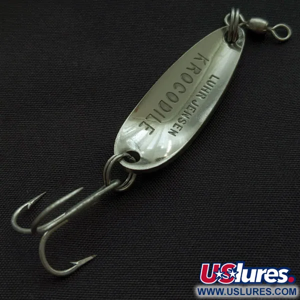 Vintage  Luhr Jensen Krocodile, 1/3oz nickel/hologram fishing spoon #23357