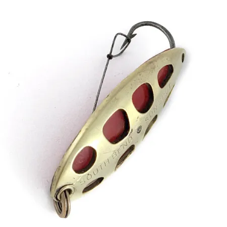 Vintage South Bend Sun Spot, 1/2oz gold/red fishing spoon #23358