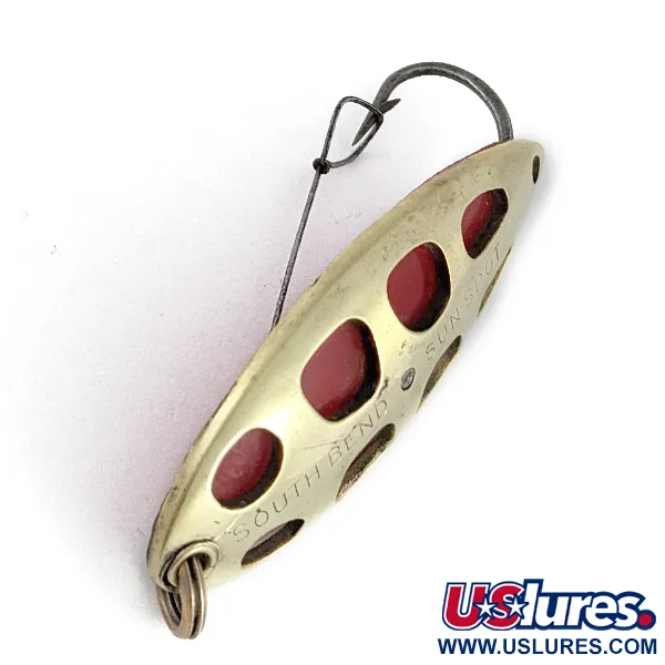 Vintage   South Bend Sun Spot, 1/2oz gold/red fishing spoon #23358