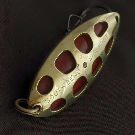 Vintage South Bend Sun Spot, 1/2oz gold/red fishing spoon #23358