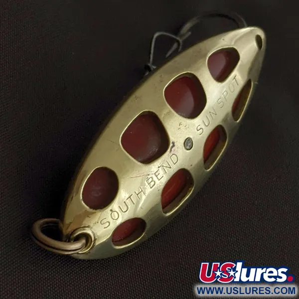 Vintage   South Bend Sun Spot, 1/2oz gold/red fishing spoon #23358