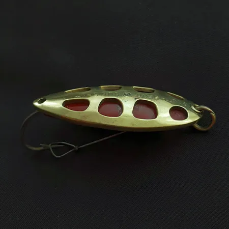 Vintage South Bend Sun Spot, 1/2oz gold/red fishing spoon #23358