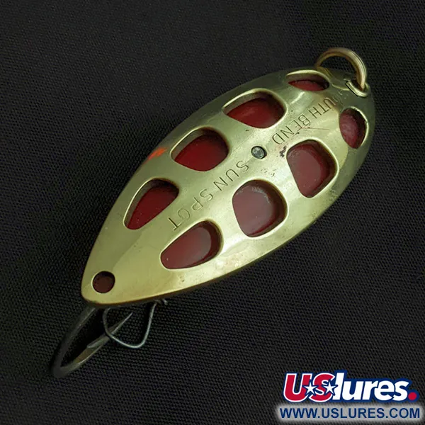 Vintage   South Bend Sun Spot, 1/2oz gold/red fishing spoon #23358