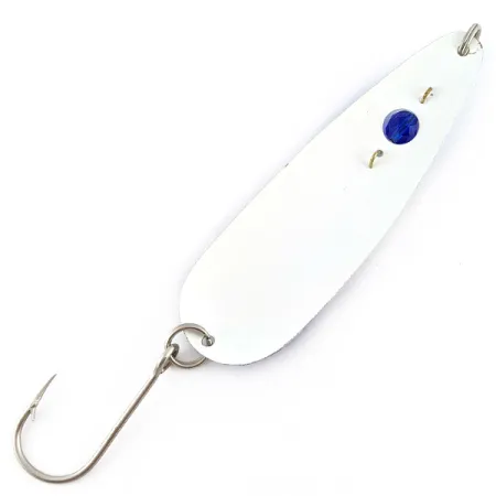 Vintage Red Eye Lures Red Eye Evil Eye, 1/3oz white/blue fishing spoon #23367