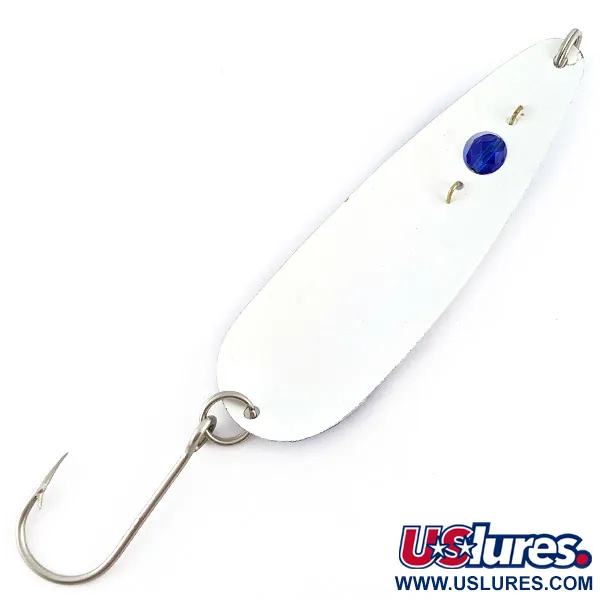 Vintage  Red Eye Lures Red Eye Evil Eye, 1/3oz white/blue fishing spoon #23367