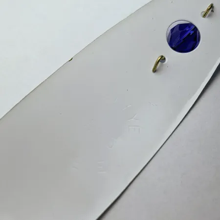 Vintage Red Eye Lures Red Eye Evil Eye, 1/3oz white/blue fishing spoon #23367