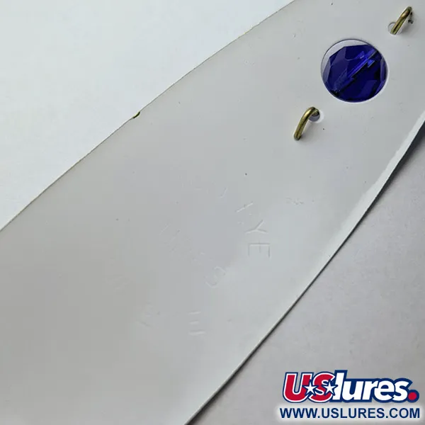 Vintage  Red Eye Lures Red Eye Evil Eye, 1/3oz white/blue fishing spoon #23367