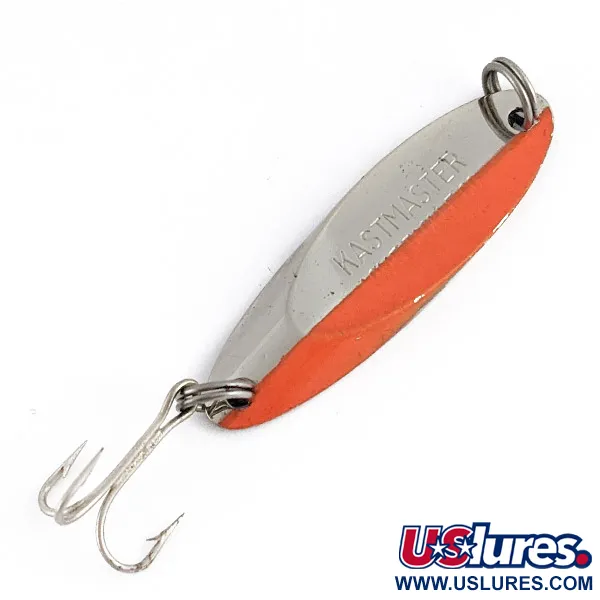 Vintage  Acme  Kastmaster, 1/4oz orange/nickel fishing spoon #23369