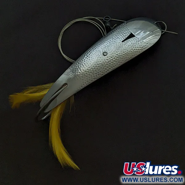 Vintage   Hopkins 550 Hammerd Spoon, 2oz nickel fishing spoon #23382