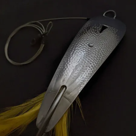 Vintage Hopkins 550 Hammerd Spoon, 2oz nickel fishing spoon #23382