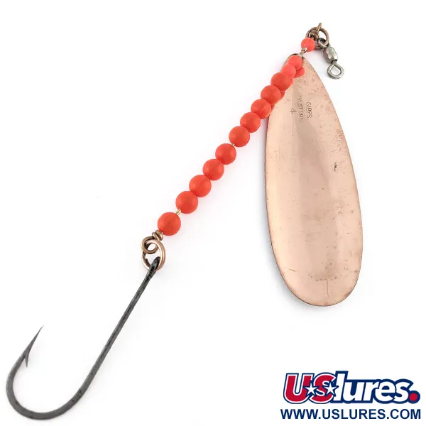 Vintage   Gibbs Victoria 4, 3/4oz nickel/copper/red fishing spoon #23383