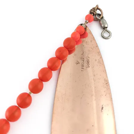 Vintage Gibbs Victoria 4, 3/4oz nickel/copper/red fishing spoon #23383