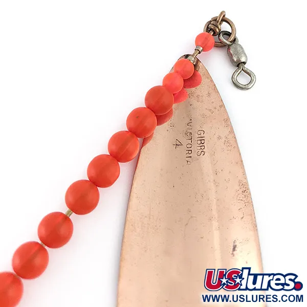 Vintage   Gibbs Victoria 4, 3/4oz nickel/copper/red fishing spoon #23383