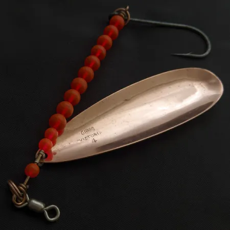 Vintage Gibbs Victoria 4, 3/4oz nickel/copper/red fishing spoon #23383