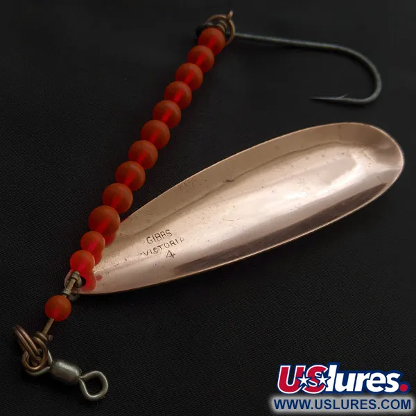 Vintage   Gibbs Victoria 4, 3/4oz nickel/copper/red fishing spoon #23383