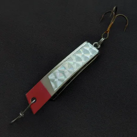 Vintage Luhr Jensen Super-Duper 506, 1/4oz nickel/red fishing spoon #23410