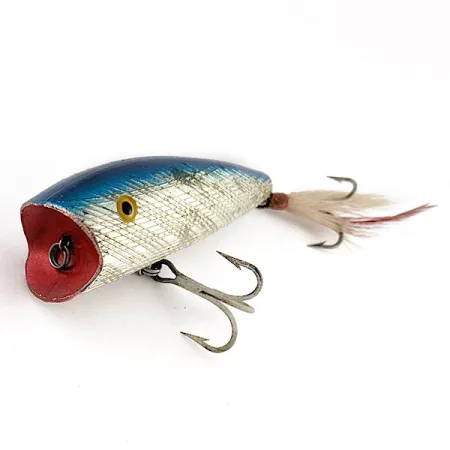 Vintage Herter's popper, 3/4oz silver/blue fishing lure #23426