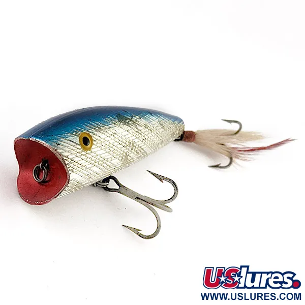 Vintage   Herter's popper, 3/4oz silver/blue fishing lure #23426
