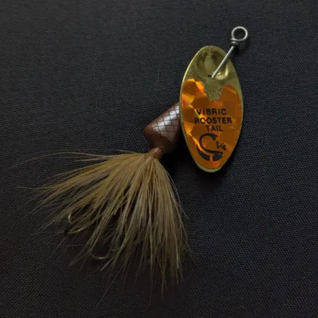 Vintage Yakima Bait Vibric Rooster Tail, 1/4oz brown/gold spinning lure #23429