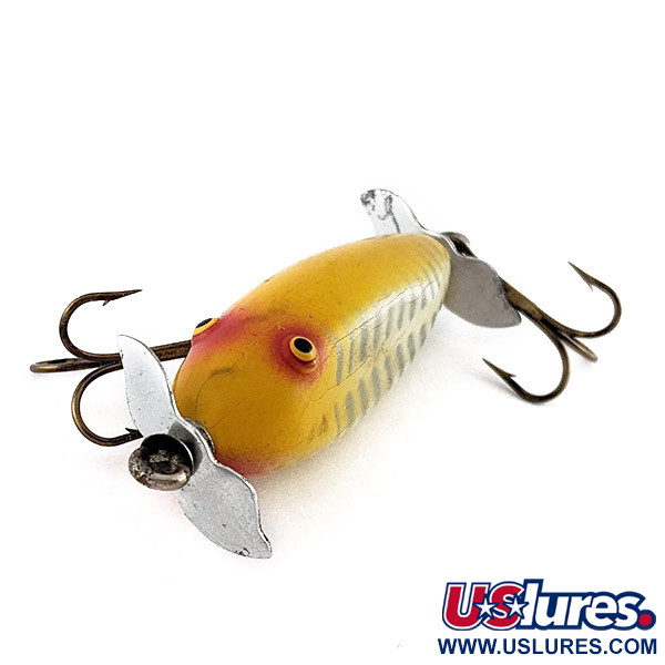 Vintage  Creek Chub Bait Company Creek Chub Injured Minnow , 3/16oz yellow fishing lure #23433