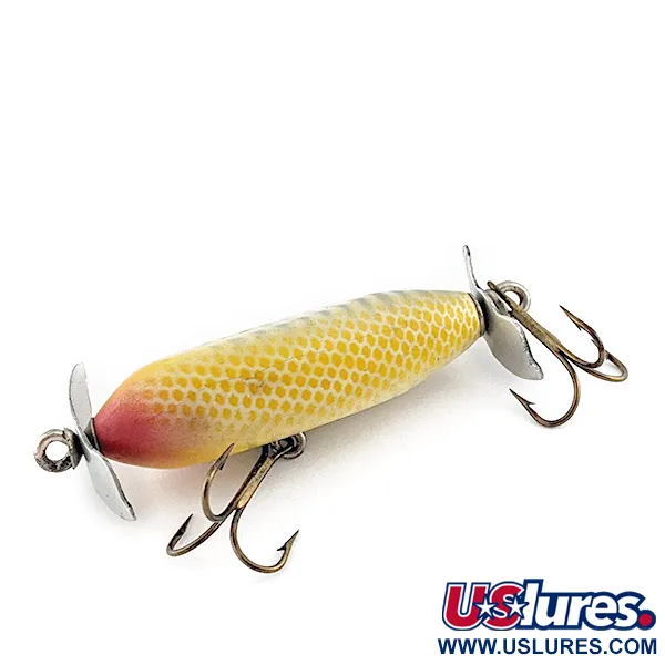 Vintage   Creek Chub Injured Minnow , 3/16oz yellow fishing lure #23433