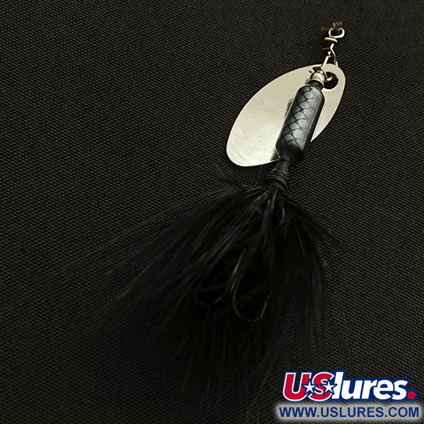 Vintage  Yakima Bait Worden's Original Rooster Tail , 3/32oz silver/black spinning lure #23452