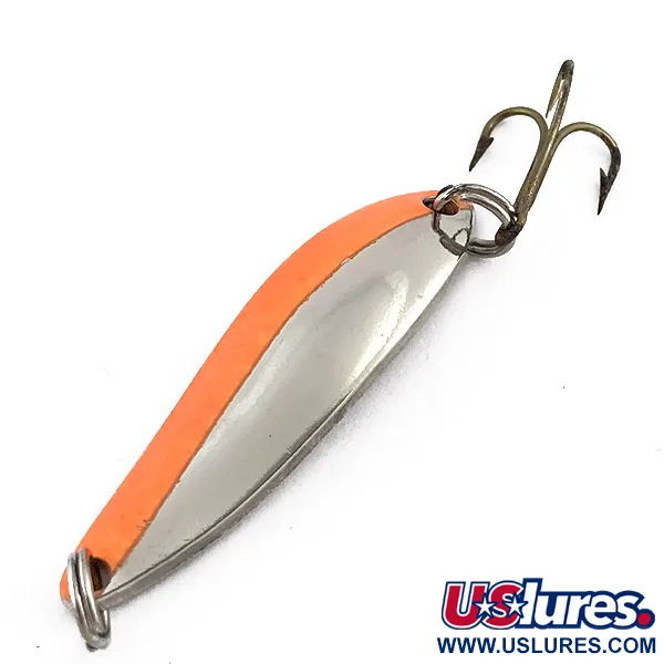 Vintage   Acme Fiord Spoon, 1/4oz nickel/orange fishing spoon #23455