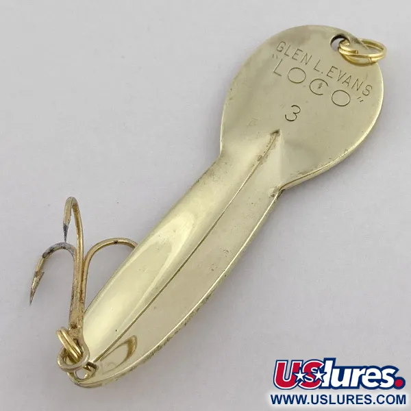 Vintage   Glen Evans Loco 3, 3/5oz gold fishing spoon #23460