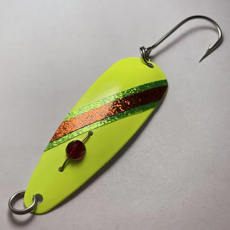 Vintage Red Eye Lures Red Eye Evil Eye, 3/16oz white/yellow/red eye fishing spoon #23463