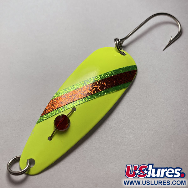 Vintage  Red Eye Lures Red Eye Evil Eye, 3/16oz white/yellow/red eye fishing spoon #23463