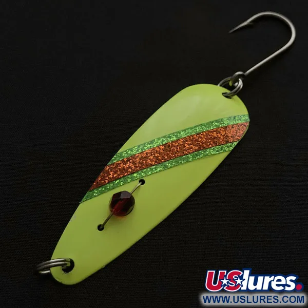 Vintage  Red Eye Lures Red Eye Evil Eye, 3/16oz white/yellow/red eye fishing spoon #23463