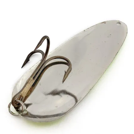 Vintage Lindy / Little Joe Lindy Gator , 1 2/3oz nickel/chartreuse fishing spoon #23465