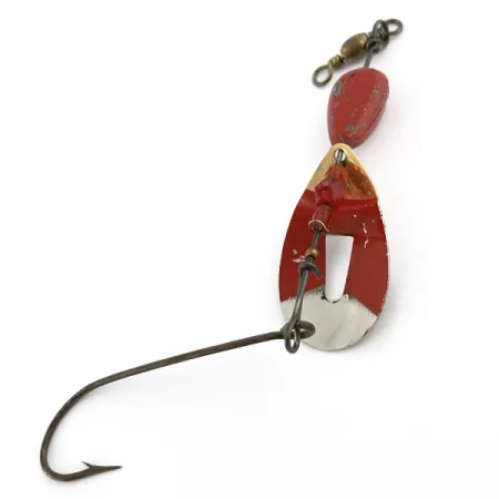 Vintage Pflueger June Bug №6, 3/5oz nickel/red spinning lure #23467
