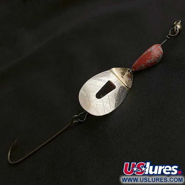 Vintage   Pflueger June Bug №6, 3/5oz nickel/red spinning lure #23467