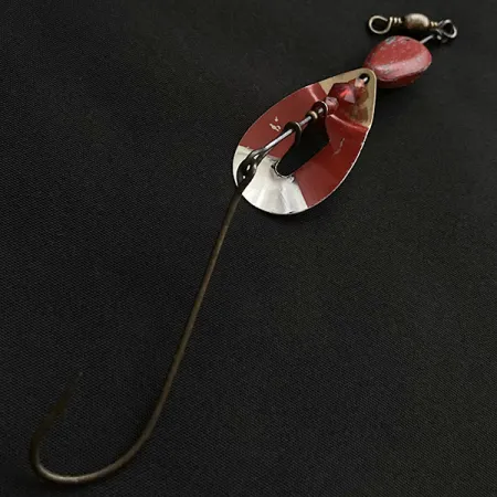 Vintage Pflueger June Bug №6, 3/5oz nickel/red spinning lure #23467