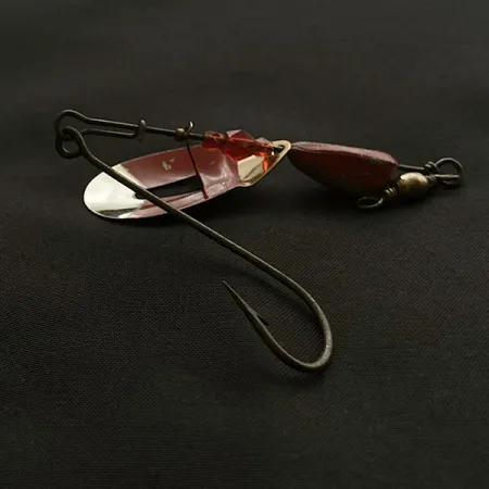 Vintage Pflueger June Bug №6, 3/5oz nickel/red spinning lure #23467