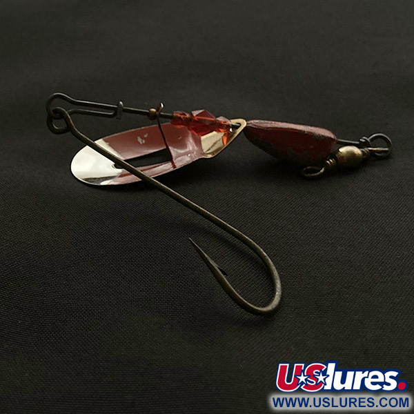 Vintage   Pflueger June Bug №6, 3/5oz nickel/red spinning lure #23467